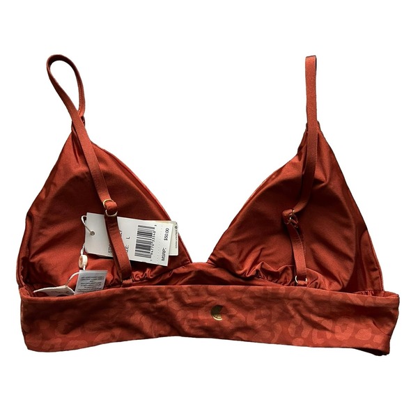 CITRUS Women's Triangle Halter Reversible Bikini Swimsuit Top Clay-Size L - Picture 4 of 7